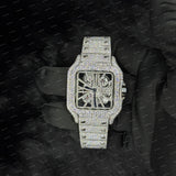 Premium VVS Moissanite Diamond Skeleton Dial Watch In Unique Style Fully Iced Out Watch