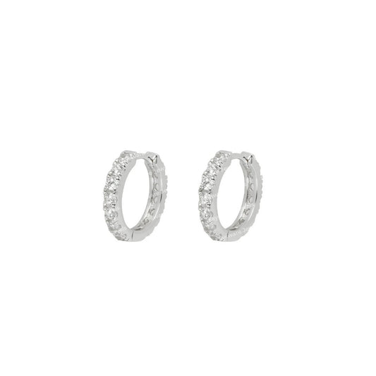 Luxury Hoops Sparking Full Moissanite Earrings 925 Sterling Silver Huggie Earrings
