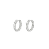Luxury Hoops Sparking Full Moissanite Earrings 925 Sterling Silver Huggie Earrings