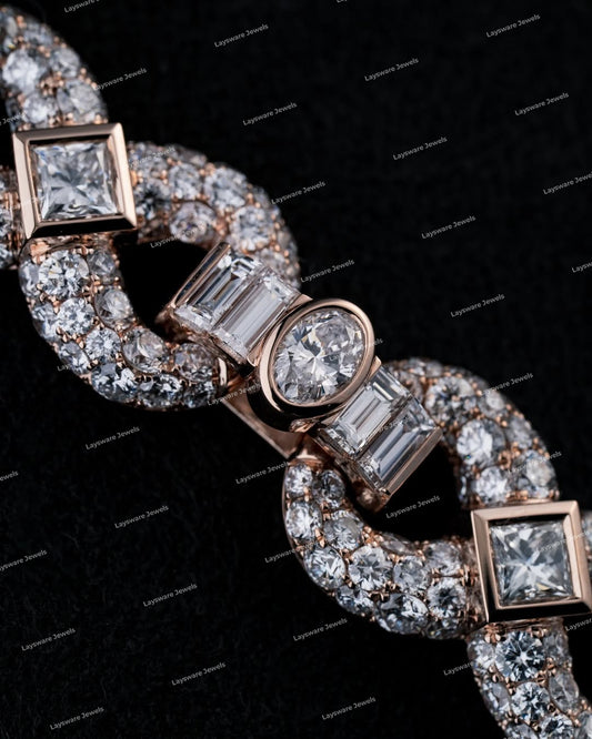 Iced Out Moissanite Diamond 925 Sterling Silver Infinity Chain