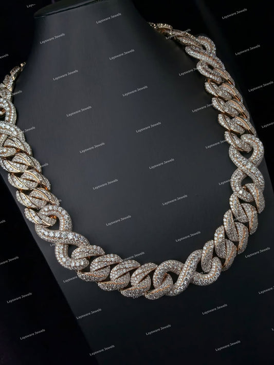 Personalized Cuban Link Chain Necklace 925 Sterling Silver Rose Gold Plated Iced Out VVS Moissanite Diamond Necklace