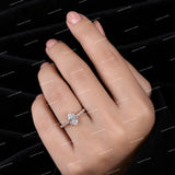 Oval Diamond Ring 925 Sliver Moissanite Diamond Engagement Ring Hidden Halo Ring
