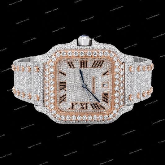 Personalized Luxury Full Iced VVS Moissanite Diamond Watch Premium Custom Look