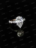 Hot Selling VVS Moissanite Engagement Ring 925 Sterling Silver Pear Cut Diamond Side Stone Ring for Women Jewelry