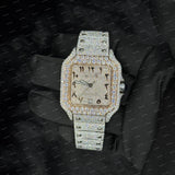 Fabulous Iced Out Arabic Dial Rose Gold Tone Moissanite Diamond Watch
