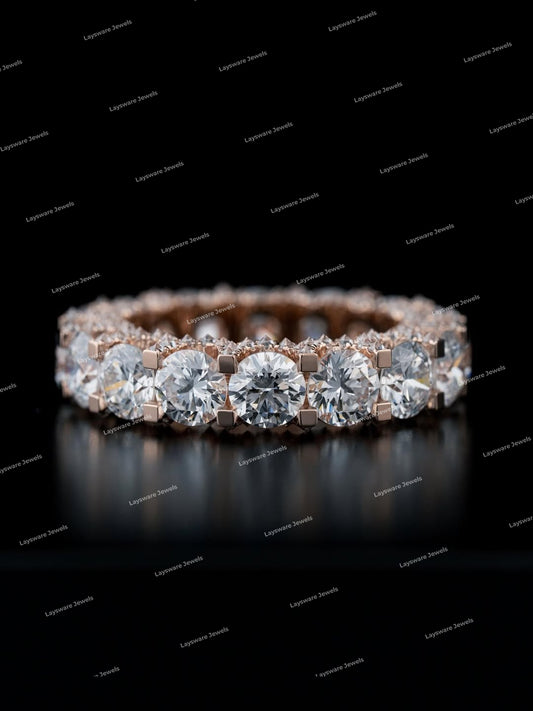 High Quality 925 Sterling Silver VVS Moissanite Eternity Wedding Engagement Ring