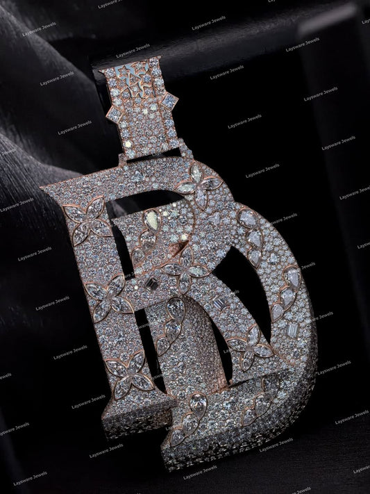 Custom VVS Moissanite Hip Hop Initial Letter Name Pendant 925 Silver Jewelry