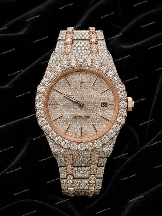 Luxury Moissanite Timepiece With Iced Diamond Look And Full Iced Straps For Modern Men's Fashion