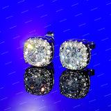 Full White Moissanite Round Brilliant Cut Stud Earrings 925 Sterling Silver