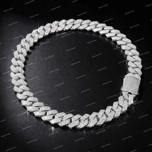 Cuban Link Chain S925 Silver Moissanite Diamond Heavy Borderless Iced Out VVS Hip Hop Chain