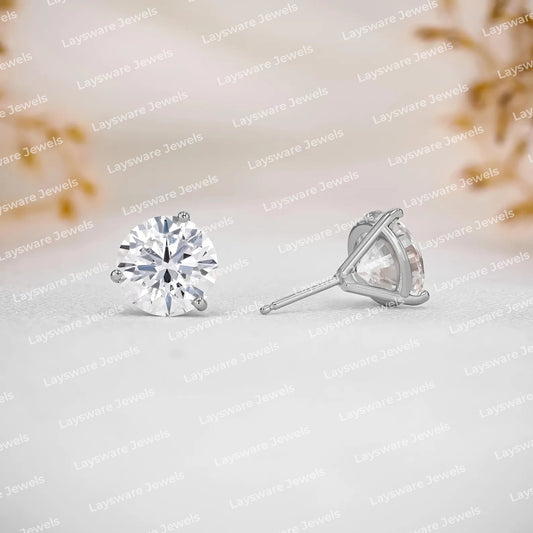 VVS Moissanite Claw Setting Earrings S925 Sterling Silver Round Brilliant Cut Luxury Diamond Studs