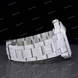 Full White Iced Out VVS Moissanite Diamond Watch With Black Arabic Numerals for Unisex