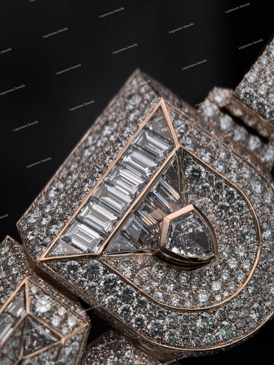 Luxury Rose Gold Plated VVS Moissanite Baguette Cut Diamond Letter DMK Pendant