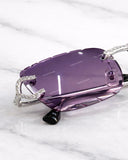 Silver Finish Handset Moissanite Diamond Rimless Eyewear – Cut-Edge Violet Gradient