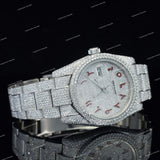 Full Iced Out Red Numerals VVS Moissanite Diamond Buss Down Watch