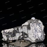 Fully Iced Out Stainless Steel VVS Moissanite Diamond Bust Down Snake Skin Design Watch