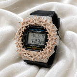 Iced Moissanite Diamond Watch With Durable Black Rubber Strap Bold Luxury Style For Men