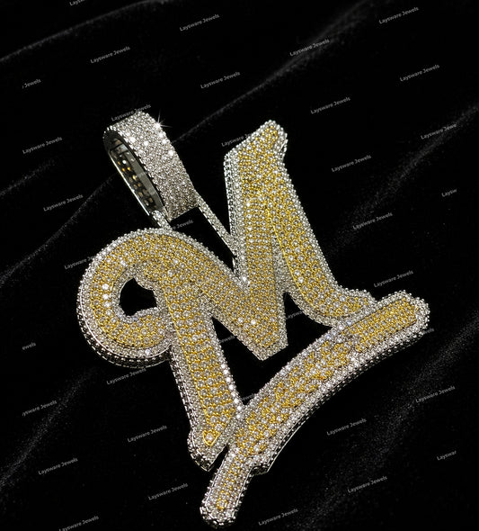 925 Sterling Silver Hip Hop Jewelry Iced Out Initial Name Letter Pendant Necklace Personalized Diamond Unisex Pendant
