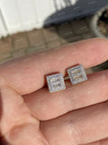 Premium 925 Sterling Silver Moissanite Diamond Stud Earrings VVS Clarity Baguette Cut Iced Out Hip Hop Style