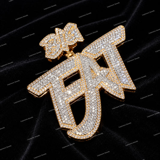 Premium Charm Pendant 925 Sterling Silver Hip Hop Name Logo 3D VVS Moissanite Diamond Letter Pendant