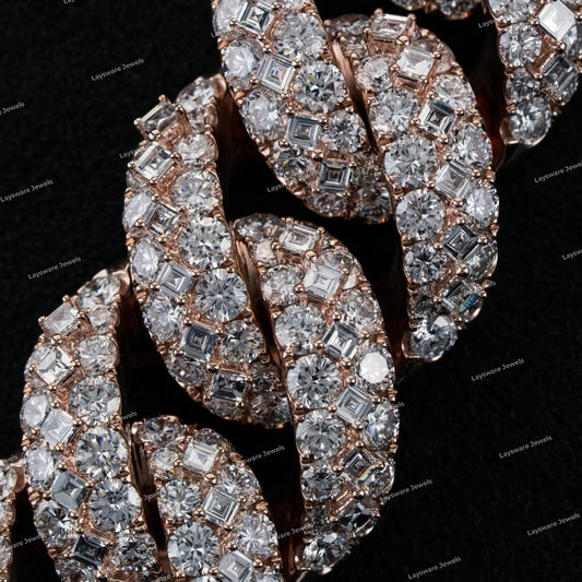 Custom Clasp Cross Cuban Link Statement Necklace 925 Sterling Silver Iced VVS Moissanite Diamond Luxury Chain