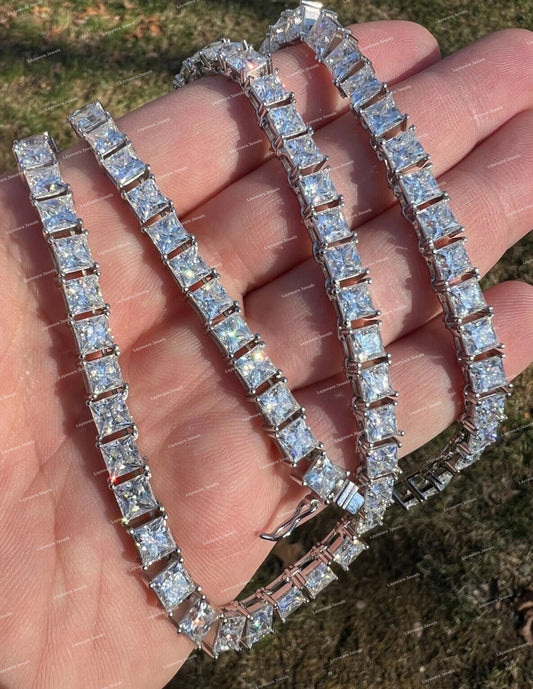 Personalized 925 Sterling Silver VVS Moissanite Luxury Cluster Link Chain Necklace