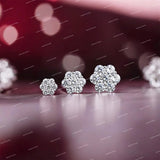Iced Flower Cluster Moissanite Earrings Claw Setting 925 Sterling Silver Cut VVS D Color Stud Earrings