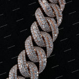 Heavy Cuban Link Necklace Silver Iced Out Moissanite Diamond Style hip Hop Chain For Men