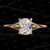 Elongated Cushion Cut Moissanite Diamond Solitaire Engagement Ring