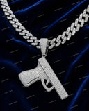 Customise Hip Hop Men 925 Sterling Silver VVS Moissanite Diamond Iced Out Pistol Pendant