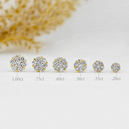 Iced Out Silver Moissanite Cluster Stud Earring For Women