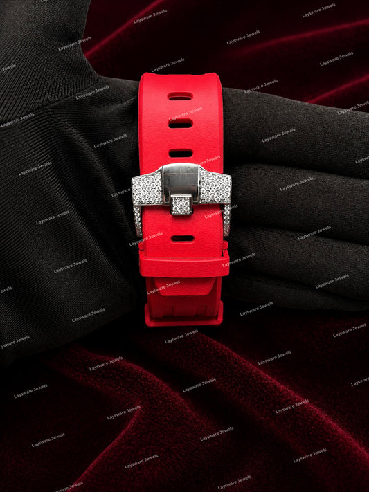 Snow White Moissanite Diamond Luxury Watch With Rubber Strap Men's Fashion Timepiece