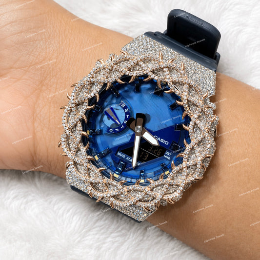 Men's Iced Moissanite Diamond Watch With Black Rubber Strap Bold Premium Luxury Design