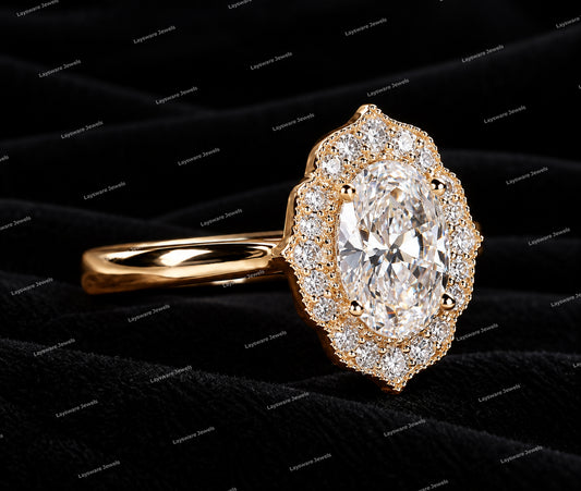 Premium Custom Oval Cut VVS Moissanite Diamond 925 Sterling Sliver Ring