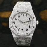 Iced Out Stainless Steel Arabic Dial Moissanite Diamond Watch