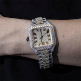 Iced Out Stainless Steel with Roman Dial Diamond Watch