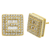 Premium 925 Sterling Silver Moissanite Diamond Stud Earrings VVS Clarity Baguette Cut Iced Out Hip Hop Style