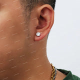 Round Cut S925 Sliver Solitaire Two In One Stud Earrings Iced Out Shine