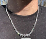 925 Sterling Silver Men's Cuban Link Tennis Chain Necklace Iced Out VVS Moissanite Diamond Necklace