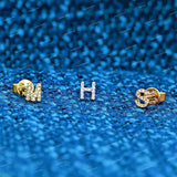 S925 Sliver Moissanite Diamond  Alphabet Stud Earrings 925 Sterling Silver Unisex Fine Jewelry