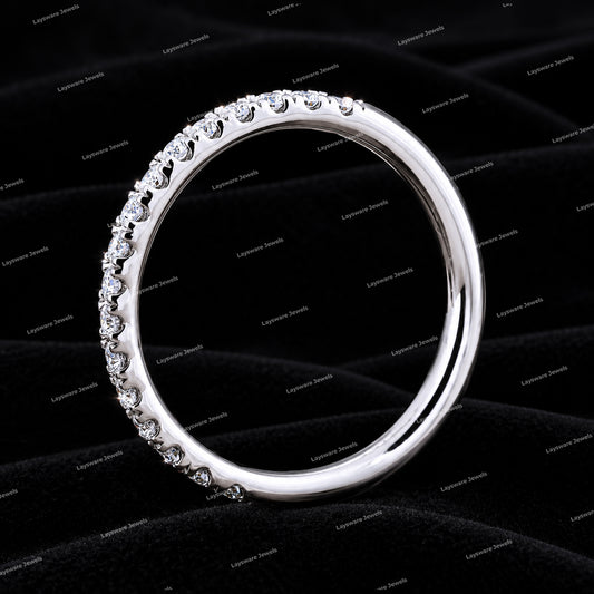 Premium Luxurious Round Moissanite Diamond Band Half Eternity Wedding Band