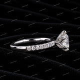 Premium Round Brilliant Cut Moissanite Diamond Pave Setting Engagement Ring