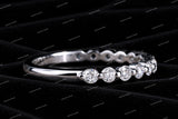 Round Moissanite Diamond 925 Sliver Floating Bubble Half Eternity Band Stackable Wedding Band