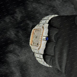 Fabulous Iced Out Arabic Dial Rose Gold Tone Moissanite Diamond Watch