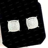 925 Sterling Silver Iced Full Pave D Color VVS Moissanite Round Stud Earrings Trendy Flower Pattern