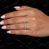 Personalized Half Eternity Oval Moissanite Diamond 925 Sliver Wedding Band