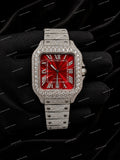 Full Iced Red Sunbrust Dial Moissanite Diamond Watch Personalized Premium Snow White Luxury Style