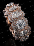 Luxury 925 Silver Oval Cut & Pear Cut  Moissanite Diamond Halo Eternity Ring