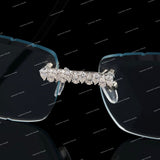 VVS Moissanite Pear-Cut Cluster Rimless Sunglasses – Ice Blue Gradient Lenses