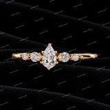Personalized Pear Cut Shared Prong Setting 925 Sliver Moissanite Diamond Engagement Ring